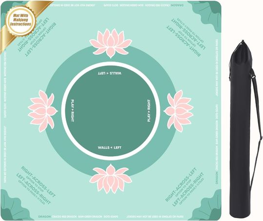 Discover Mahjong Mat with Playing Instructions for Learning, Anti Slip Mahjong Mat for Table