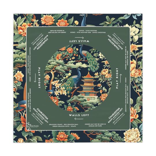 Discover Mahjong Mat, Luxurious Blue Peacock Mahjong Mat