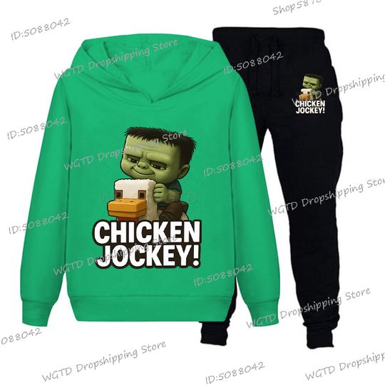 Discover New Chicken Jockey Anime Hoodies +Pant Set Cartoon Chicken Jockey