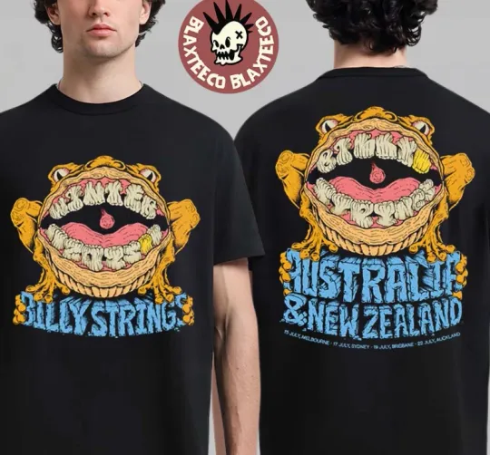 Discover Billy Strings Australia And New Zealand 2025 Tour The Frog Art Two Sided T-Shirt
