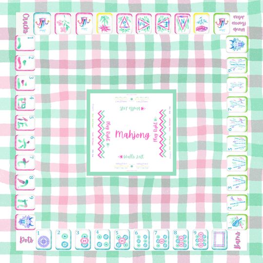 Discover Pastel Mahjong Tablecloth with Charleston Instructions