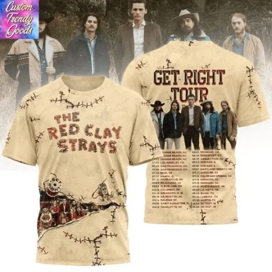 Discover The Red Clay Strays – Get Right Tour 3D T-Shirt