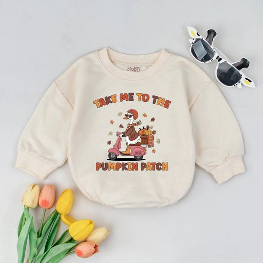 Discover Take Me To The Pumpkin Patch Baby Bubble Romper, Fall Goose Baby Outfit,