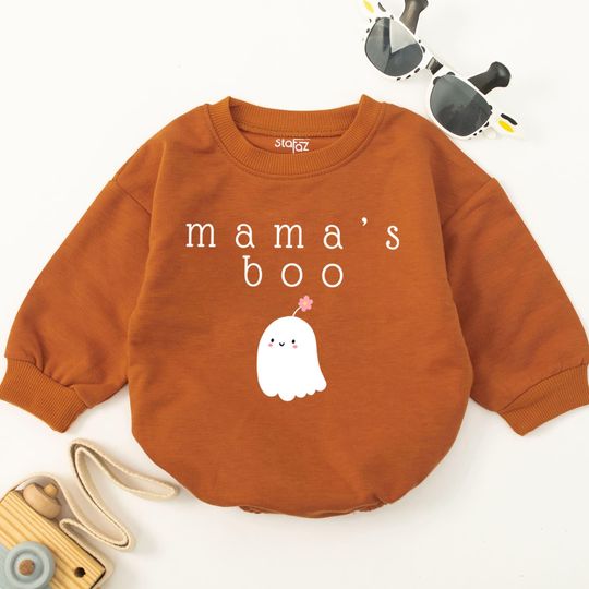 Discover Mama's Boo Baby Romper, Bubble Romper, Toddler Baby Halloween