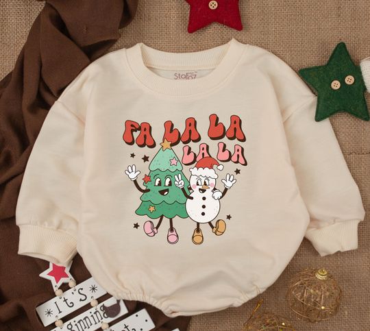 Discover Baby Girl Christmas Outfit Retro Holiday Baby Romper Sweatshirt