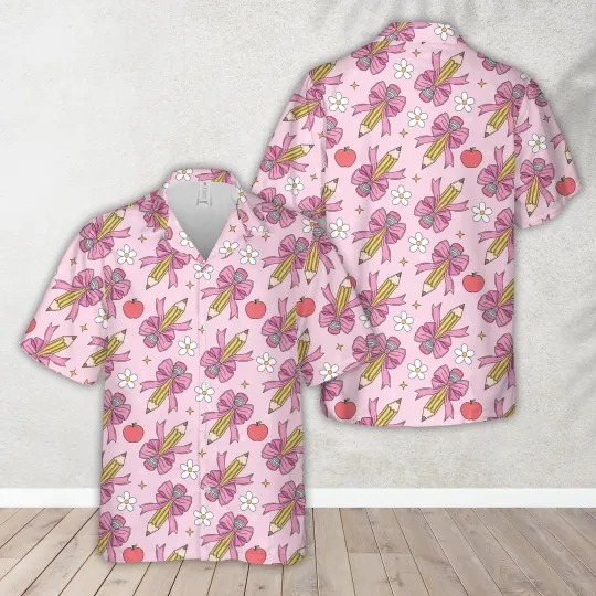 Discover Floral Coquette Bow Pencil Back To School 1st Day Of School Hawaiian Shirt