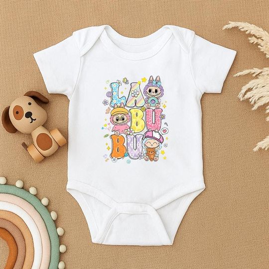 Discover Labubu Baby Bodysuit, Cute Labubu Baby Outfit, Cartoon Character Baby Romper