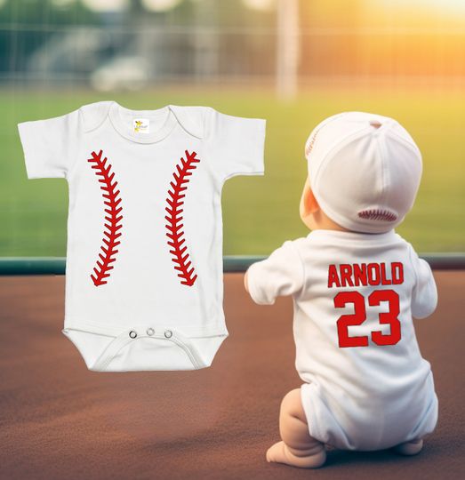 Discover Baby Bodysuit - Custom Personalized Baseball Jersey Bodysuit with the Name and Number of Your Choice