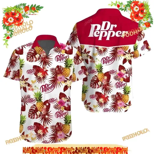 Discover Dr Pepper Funny Hawaiian Shirt, Tropical Pattern Best Beach Gift