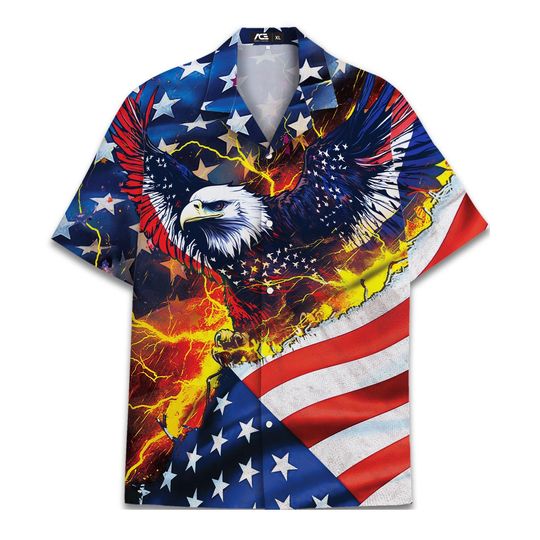 Discover American Eagle Hawaiian Shirts For Men Vintage American Flag USA Shirt Mens Hawaiian Shirts Short Sleeve Button Down Shirt