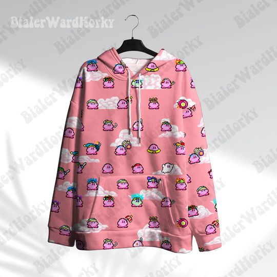 Discover Kirby Pixel Video Game Hoodie  Funny Anime Kirby Gifts