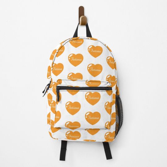 Discover Fatima Name with orange Heart  Backpack