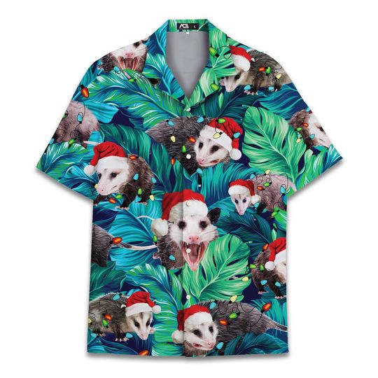 Discover Funny Opossum Christmas Hawaiian Shirts For Men Christmas Lights Mens Hawaiian Shirts Short Sleeve Button Down Shirt Men