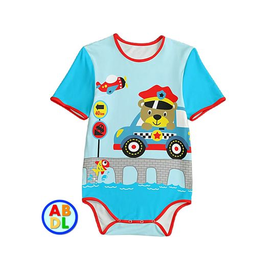 Discover ABDL Teddy Cop Bodysuit Baby