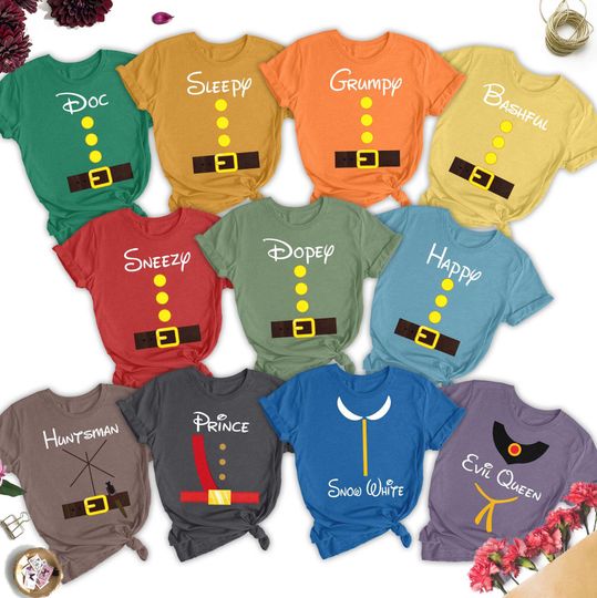 Discover Snoww Whitee And Seven Dwarfs Matching Shirt, Disneyyy Family Matching Tee, Disneyyy Snoww Whitee Group Shirt, Disneyyy Birthday Shirt