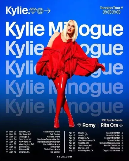 Discover Kylie Minogue The Tension Tour Dates 2025 Poster - Wall Decor