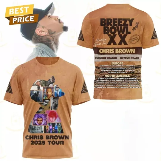 Discover New! Chris Brown Breezy Bowl XX Tour 2025 3D T-Shirt IM0788