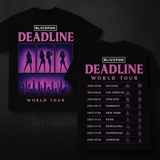 Discover Black Pink Deadline Tour 2025 Shirt  Double-Sided Kpop Concert Tee, Born Pink Tour