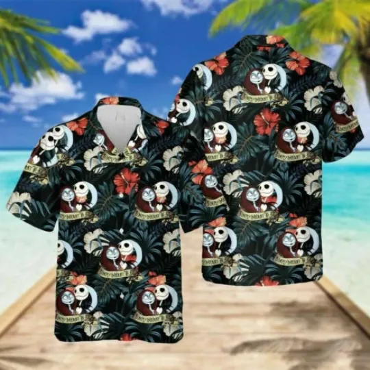 Discover Tropical Jackk Skellingtonn & Sally Simply Meant To Be 3D Hawaii Shirt