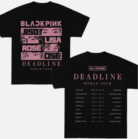 Discover BLACKPINK Deadline World Tour Shirt 2025 Tour Dates Unisex T-Shirt