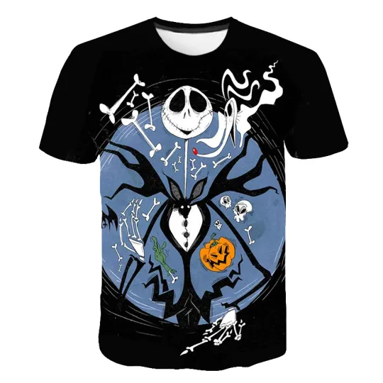 Discover Disneyyy The Nightmaree Beforee Christmass Summer Children 3D Cartoon T-shirt