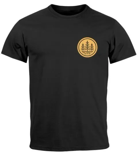 Discover Mens T-Shirt Forest Trees Logo Badge Nature Lover Outdoor Fashion Street Style