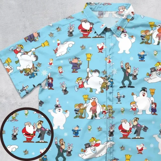 Discover Cast Frosty The Snowman Hawaiian Shirt Casual Button Down Shirt