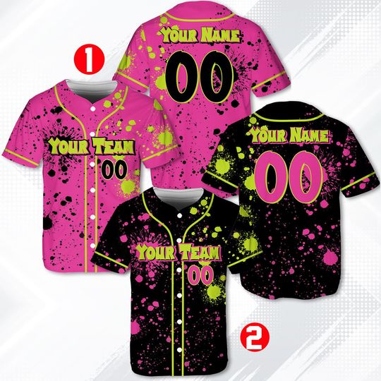 Discover Custom Neon Baseball Jersey, Personalized Team Shirt, Bright Pinstripe Sports Jersey