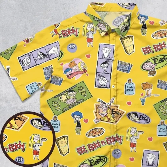 Discover Ed Edd n Eddy n The Kanker Sisters Hawaiian Shirt Casual Button Shirt
