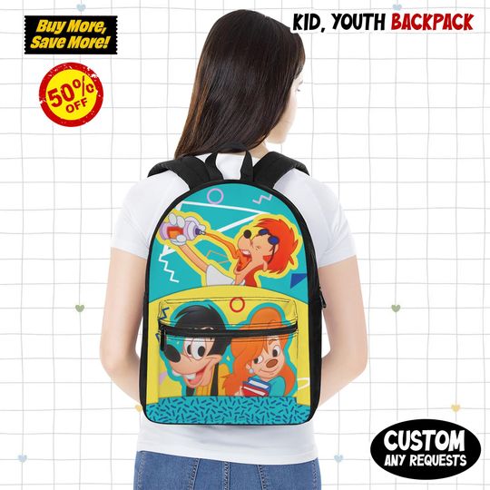Discover Disneyyy 90s goofyy Movie Backpack, Kids School Bag, Back to school gift, Cute Kids Backpack, Birthday Gift, Fun Travel Bag, Disneyyy Gift