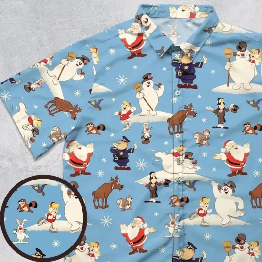 Discover Frosty the Snowman Christmas Characters Hawaiian Shirt Casual Button Shirt