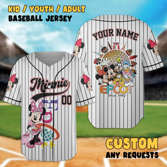 Discover Epcot Center Minniee Baseball Jersey Disneyyy Epcot International Festival of the Arts 2025 Matching T-Shirt WDW Resorts Family