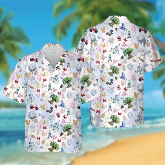 Discover Disneyyland Disneyyworld Hawaiian Shirt Casual Button Down Shirt Unisex Adults 3D