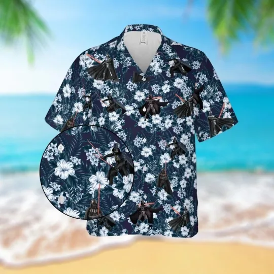 Discover Darthh Vaderr Starr Warss Hawaiian Shirt Casual Button Down Shirt Unisex Adult S-3D