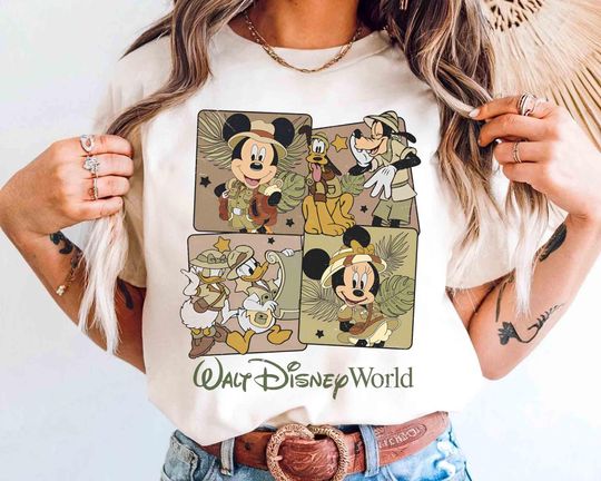 Discover Coquette Retro Mickeyy And Friends Leopard  animall kingdom Shirt, Disneyyy Safari Mode Let's Get Wild