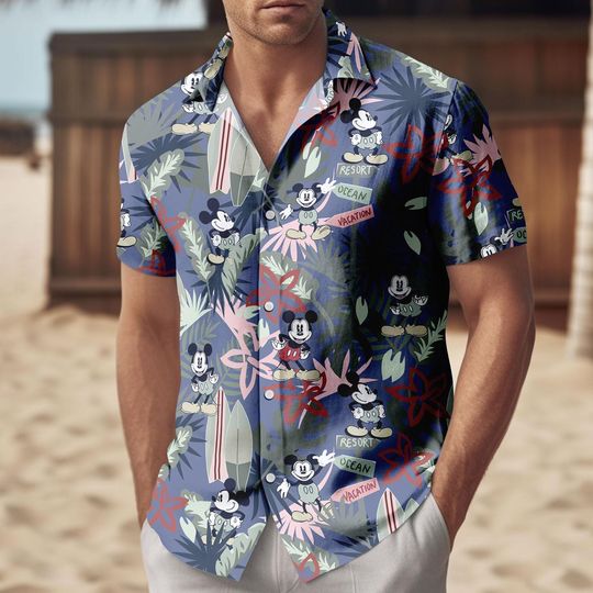 Discover Disneyyy Mickeyy Button Shirt, Men Shorts, Mickeyy Surfing Summer Short