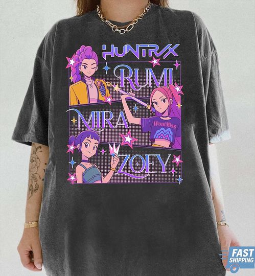 Discover Kpop Demon Hunters T-shirt Gift For Woman, Jinu Manga Shirt, Kpop Huntrix Pin, Demon Hunter Merch, Saja Girls Fan Poster, Kpop Shirt