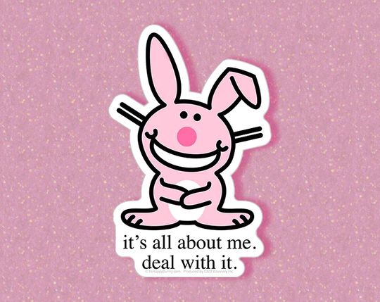 Discover It's Happy Bunny - Deadstock 90s LARGE Sticker - It's All About Me!