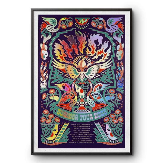 Discover Phish Flaming Bird Heads Summer Tour LE 2025 Poster-Portrait - Poster
