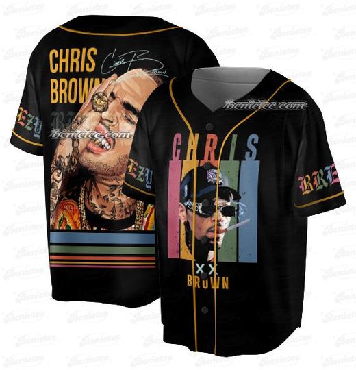 Discover Chris Brown Breezy Bowl Vintage Baseball Jersey, Look Oversized Boxy Hip Hop Big Face Jersey