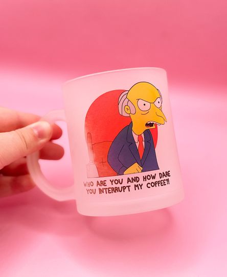 Discover Vintage Frosted Glass The Simpsons Mr. Burns Mug, Retro The Simpsons Coffee Mug, Home Decor or Vintage Gift