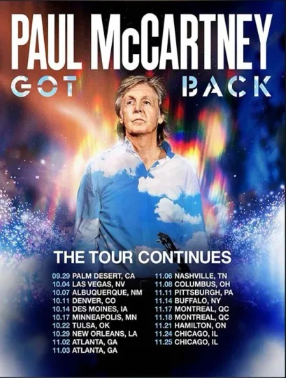 Discover P mccartney Got Back The Tour North American Stadium And Arena 2025 Poster.