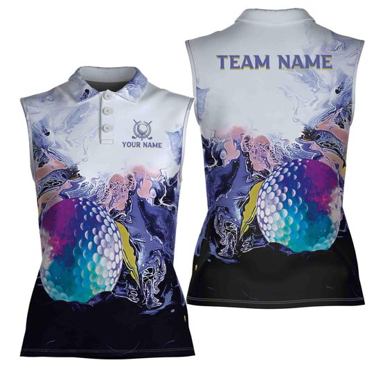 Discover Customized Golf Lover Team Cool Tone Watercolor Women Sleeveless Polo