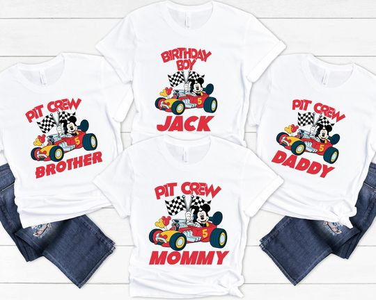 Discover Mickeyy mouse Birthday Boy Shirt, Pit Crew Race Car Birthday Party Shirt