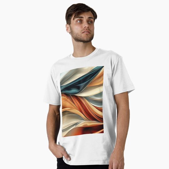 Discover Luxury Flowing Fabric Abstract – Metallic Silk Wave Art Premium T-Shirt
