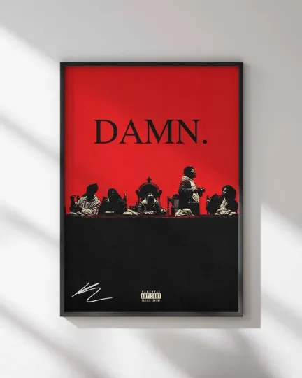 Discover Kendrick Lamar DAMN Poster Music Wall Art Rap Album Cover Decor