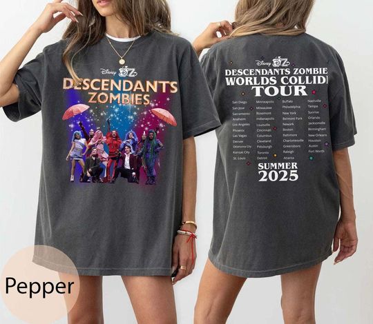 Discover Zombies World Tour 2 Sided  Shirt, Disneyyy The Rise Of Red Characters