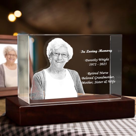 Discover Memorial Portrait for Deceased Mother Engraved In Loving Memory, Loss Sympathy Gift
