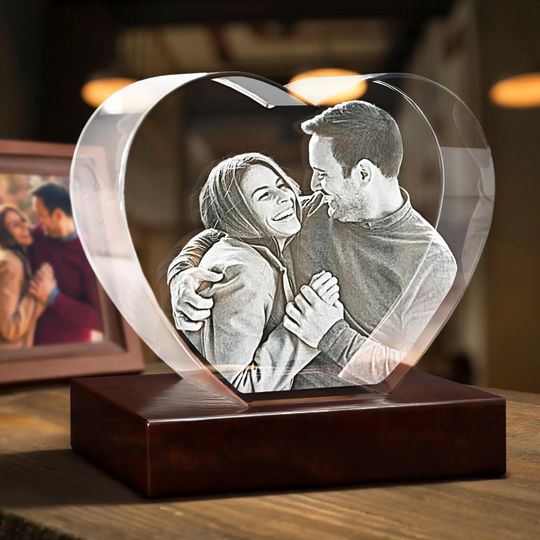 Discover Custom Photo Crystal Heart, Christmas Gift for Grandma, Anniversary Gift