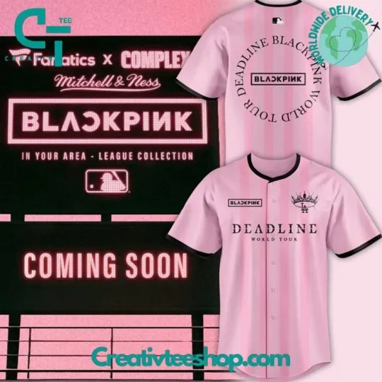 Discover Dodgers x Blackpink Deadline World Tour 2025 Special Pink Baseball Jersey